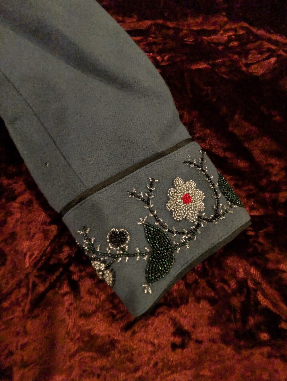 Women's Western Navy Wool Beaded Blazer Jacket Double D Ranch Vintage - Picture 4 of 8